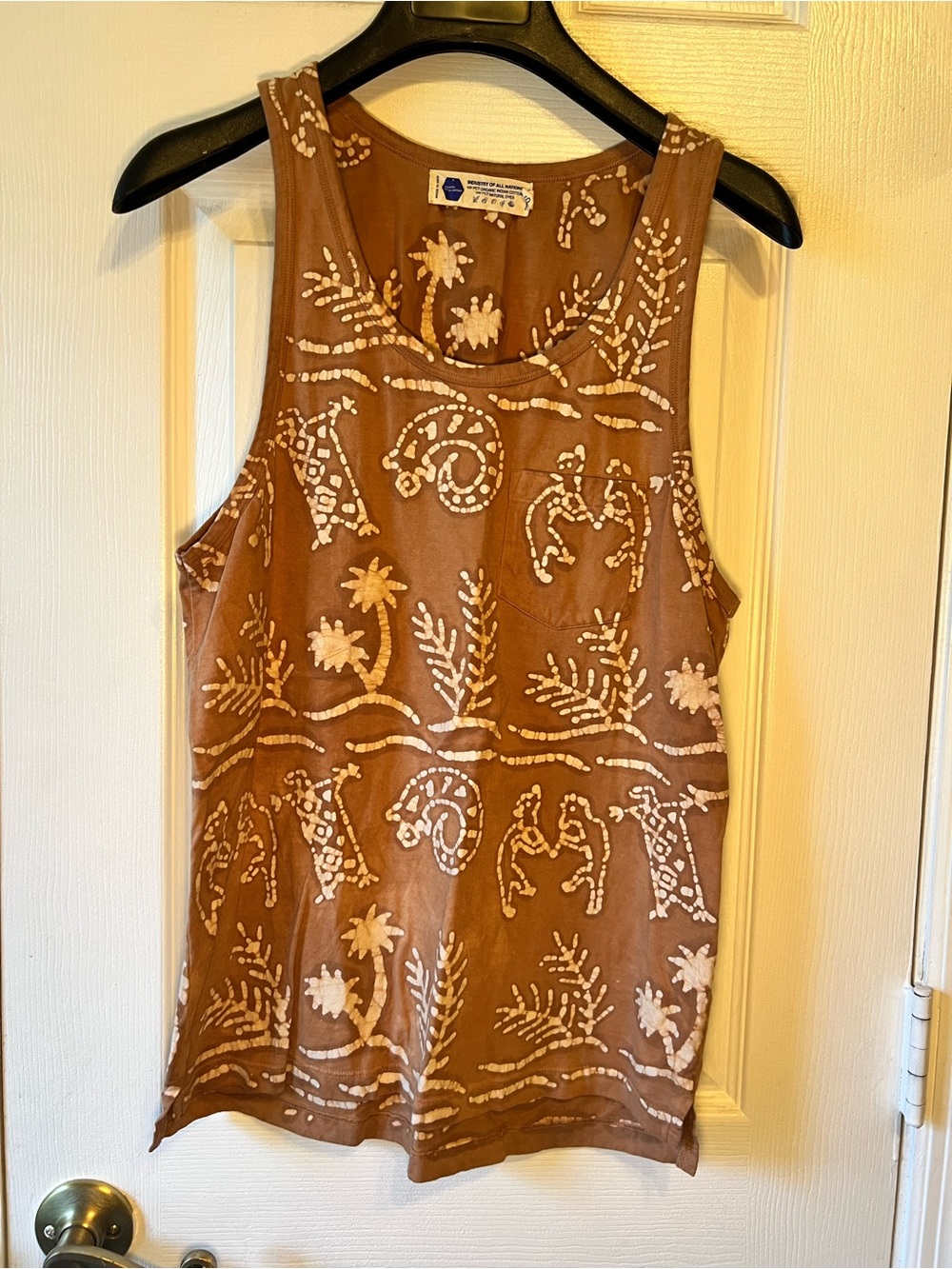 100% Cotton and Natural Dye Brown Patterned Tank Top